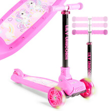 FableKids children scooter | city scooter pedal scooter | height-adjustable | foldable | LED wheels | pedal brake | kick scooter | pink