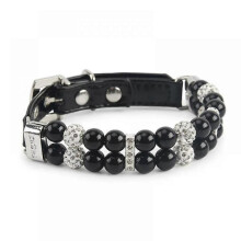 Dog Cat Pearl Collars with Crystal Rhinestone Diamond Dcor, Adjustable Cute Fashion Pet Leather Collars Necklace for Small Dog Pets Wedding Birthday