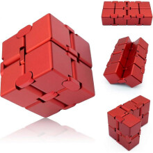 Infinity Cube Metal, Fidget Cube Toys Adults Stress Relief Gadgets, Fidget Toys for Autistic Adults Kids Teens, Metal Desk Fidgets (Red)