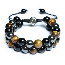 Triple Crystal Protection Bracelet, Handmade Bracelets, Obsidian Tiger Eye And Hematite Stone 10mm Bracelets for Men Women, Healing Crystal Bracelets