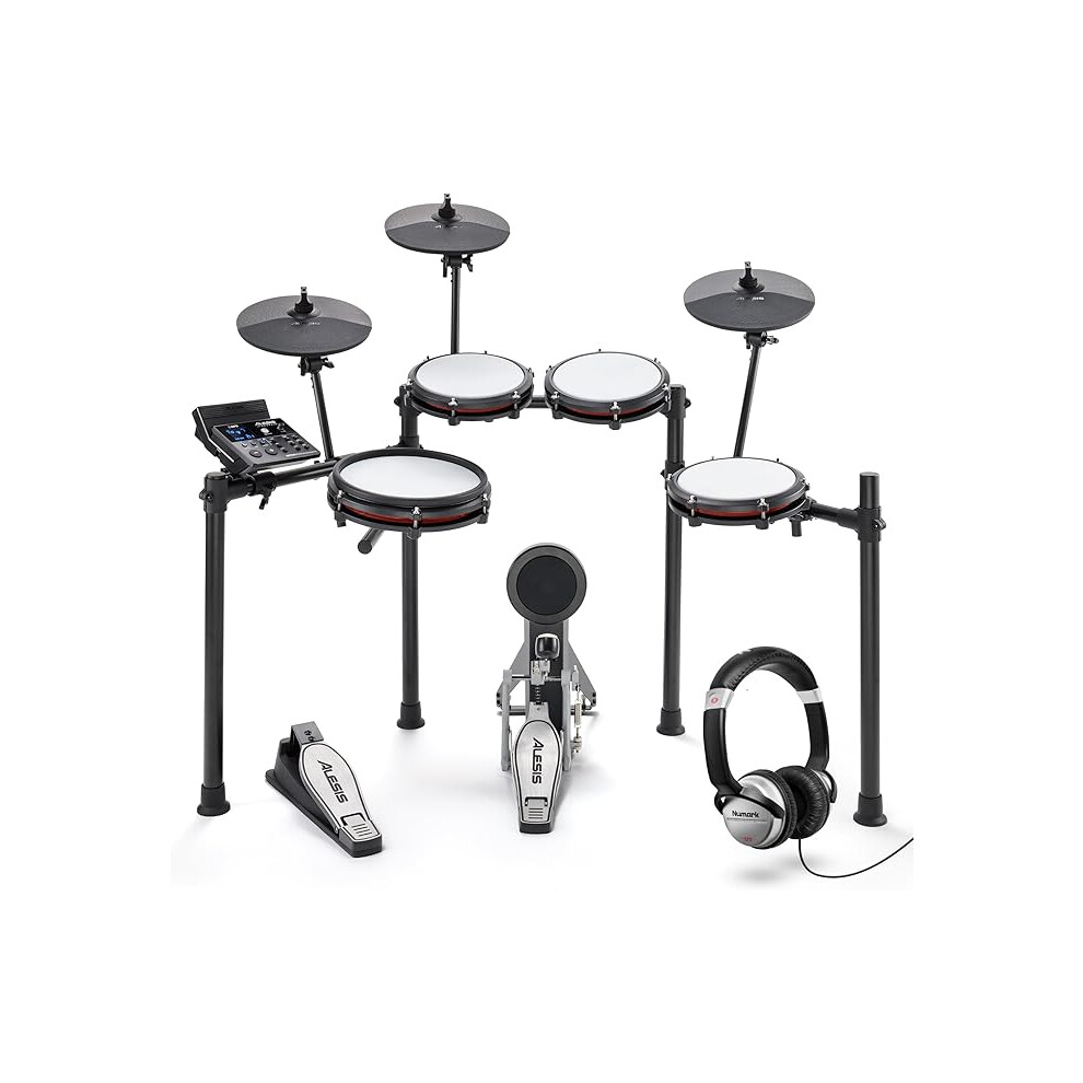 Alesis Nitro Max Kit and Numark HF125 - Electric Drum Kit with Bluetooth, 440+ Authentic Sounds, Drumeo Lessons, and Monitoring Headphones