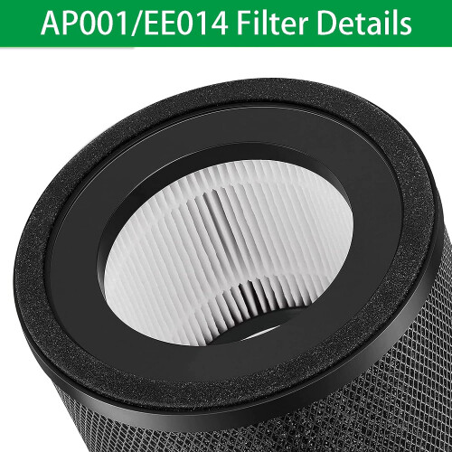2 Pack True Replacement Filter Compatible with TaoTronics TT-AP001 and VAVA VA-EE014 2