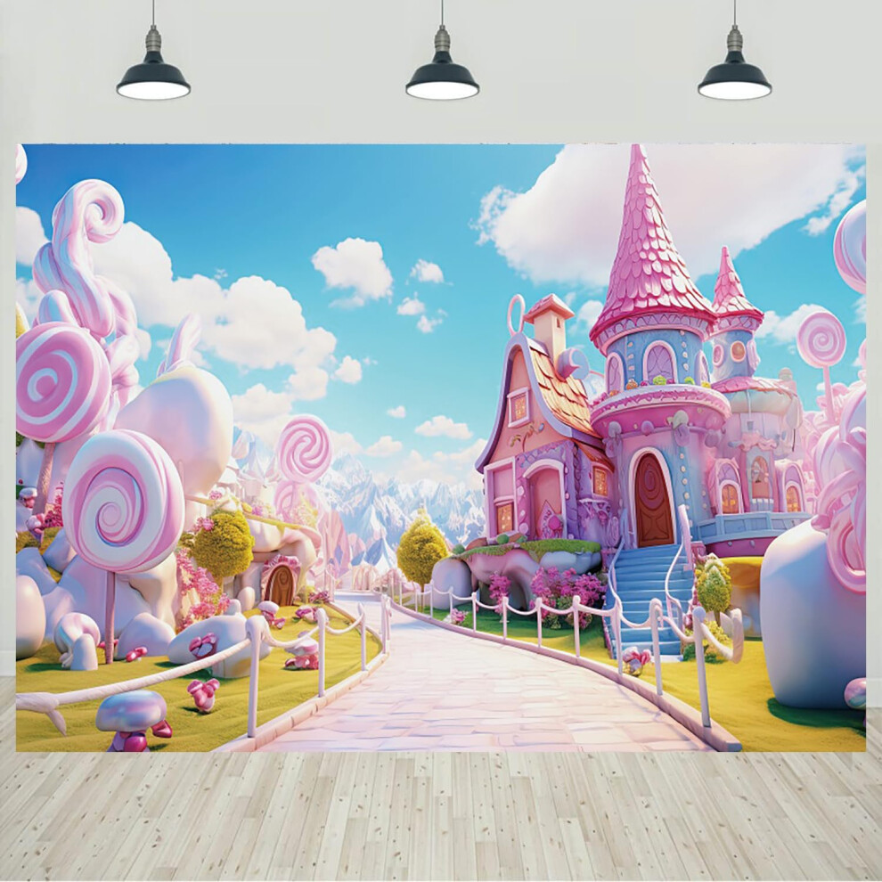 10X8ft Candyland Sweet Candy Castle Backdrop For Princess Birthday Party Decorations Photo Studio Props Pink 798135955233