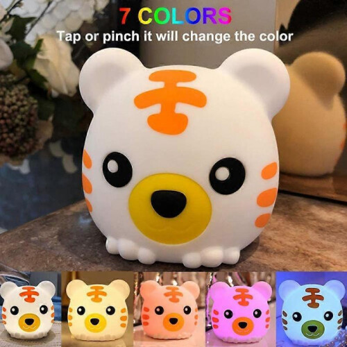 LED Night Light for Kids,  Cute Animal Tiger Silicone Night Lamp (Remote Control) 1