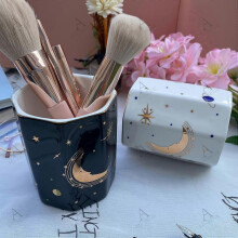 Pencil Holder Pen Holder for Girls, Stand for Desk Marble Pattern Pencil Cup for Kids Durable Ceramic Desk Organizer Makeup Brush Holder Ideal Gift fo