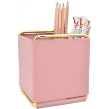 Leather Pencil Holder Pencil Organizer Office Supplies Desktop Organizer Iron Art Desktop Makeup Brush Remote Control Storage Box Office Pen Holder fo