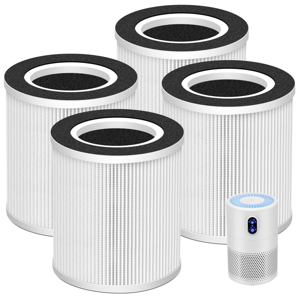 4 Pack Replacement True HEPA with Activated Carbon Filter for Air Purifier MOOKA & KOIOS B-D02L White