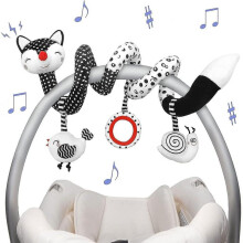 Baby Toys Car Seat Toys Stroller Toys, Infant Toys Black And White Baby Toy Spiral Plush Activity Toy