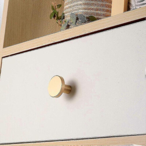 6 Round Cabinet Knobs, Gold Brass Drawer Knobs, Door Hardware Cabinet Knobs, Stainless Steel Single Hole Handle with Screws for Cupboard, Cabinet, wit 1