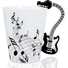 Guitar Mug Music Guitar Coffee Mug Gifts for Guitar Players Musician - 13.5 oz Double Musical Notes Design Coffee Cup Gifts for Music Lovers - Birthda
