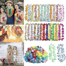(50pcc) 50pcs/100pcs Hawaiian Necklace Tropical Hawaii Cloth Flower Wreath Party