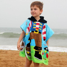 Microfiber printed children's bath towel with cape adult beach changing robe poncho outdoor swimming surf speed dry hooded bathrobe 70cm