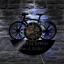 Music Vinyl Record Wall Clock -Bicycle Retro LED Light Wall Clock -Vinyl Clock -Living Room Wall Decor - Unique Gifts for Music Lover