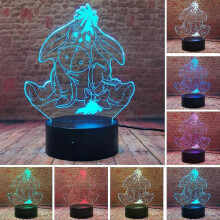 Eeyore Donkey Lamp - Winnie The Pooh Tigger Friend - 7 Color Change Led Kids Bedside Fixtures 3D Visual Night Light - Anime Child Kids  Room Decor