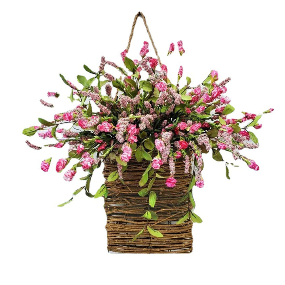 Hydrangea Artificial Spring Door Hanger Basket Wreath For Front Door Wildflowers Door Hanging Cream