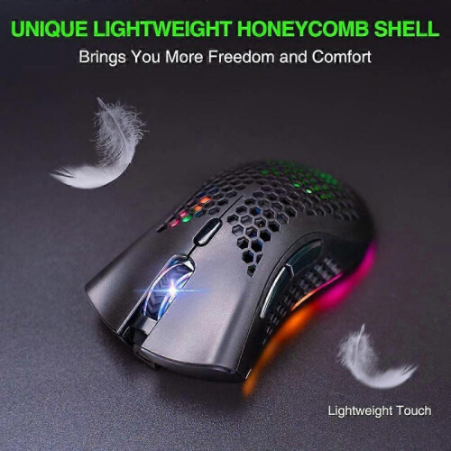 Wireless Gaming Mouse, Computer Mouse with Honeycomb Shell, 3 Adjustable DPI, USB Receiver, Ergonomic RGB Optical Gaming Mice Mouse for Laptop PC Mac 1