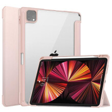 For iPad Pro 11" Case 2021, iPad Pro 11" Tablet Leather Case Acrylic Hard Bottom Soft Edge Case" 2021 Slim Tri-Fold Hardcover Case Smart Cover with Pe