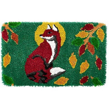 Creative Home Decoration Fox Pattern Latch Hook Rug Kits Christmas Rug Making Kits Tapestry Kits Embroidery Kits Craft Kit Carpet Doormat,1Pcs