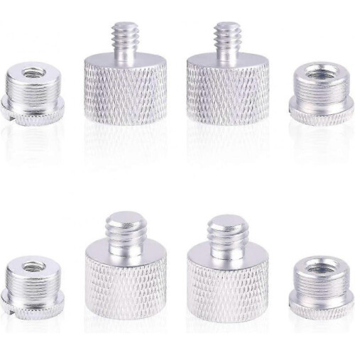 8pcs Microphone Thread Adapter 5/8 Adapter Nut 1/4 To 3/8 Microphone Accessories-Silver