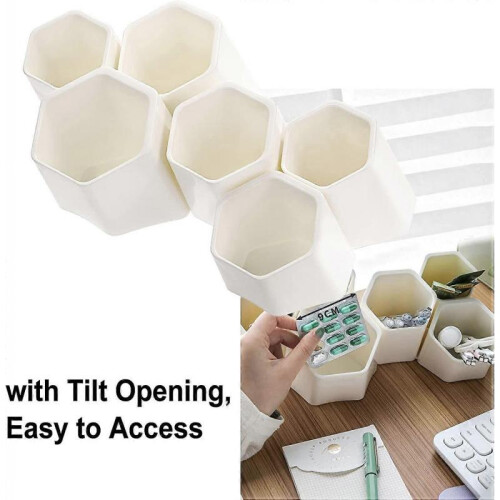 Hexagonal Creative Pen Holder, Pen Container, Brush Pot, Combination Desktop Storage Organizer Desk Decoration, Creative Hexagon Hanging Planter Holde 2