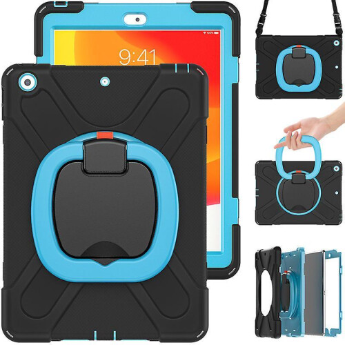 Wekity iPad6 / Air2 with Screen Protector, Swivel Stand/Pencil Holder/Shoulder Strap 1