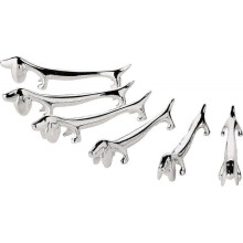 Set of 6 Messerbank Dogs, Length 9 cm, Noble Silver Plated, Tarnish Resistant