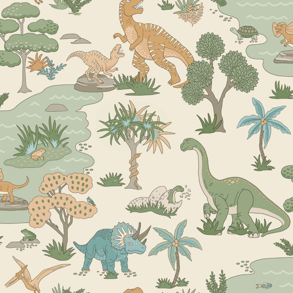 (Cream) Dino Zoo Wallpaper Holden 5022976140127