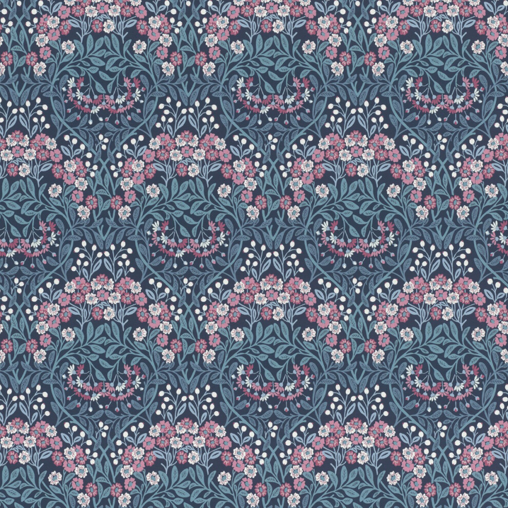 (Blue/Pink) Sophia Floral Vinyl Wallpaper Rasch 4000441710038