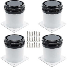 Set of 4 Adjustable Stainless Steel Furniture Legs with Screws - White, 5cm Height