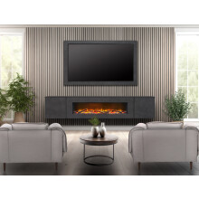 Acantha Orion Electric Floating Media Wall Suite with TV Backboard in Slate Effect, 100 Inch
