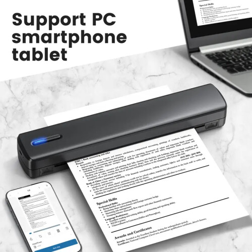 Portable Thermal Wireless Printer, D810 Thermal Printer, Laptop and Smartphone Compatible