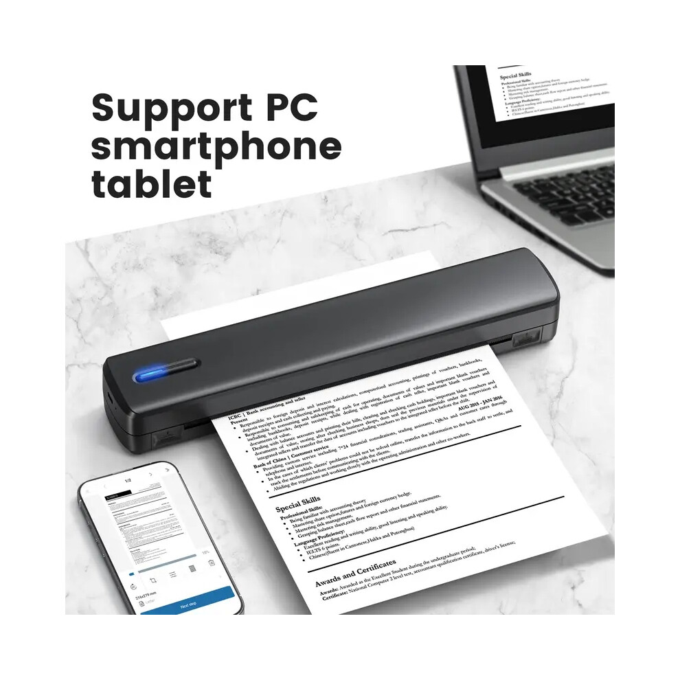 Portable Thermal Wireless Printer, D810 Thermal Printer, Laptop and Smartphone Compatible