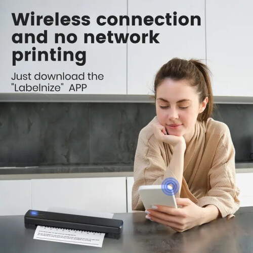 Portable Thermal Wireless Printer, D810 Thermal Printer, Laptop and Smartphone Compatible 2