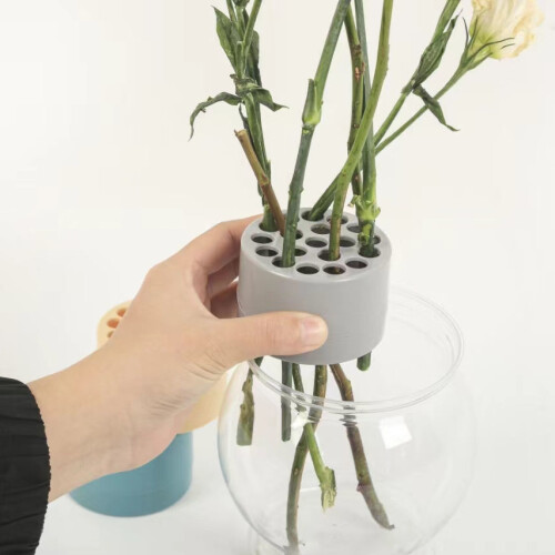 (grey, large) Invisible Transparent Spiral Flower Holder Plastic Flower Arrangement Tool