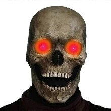 (Dark color) Halloween Skull Mask Horror Glow Eye Full Head Skull Masks Helmet Movable Jaw