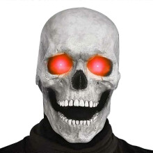 (Light color) Halloween Skull Mask Horror Glow Eye Full Head Skull Masks Helmet Movable Jaw