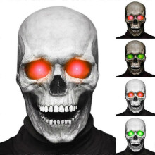 (Light color) Halloween Skull Mask Horror Glow Eye Full Head Skull Masks Helmet Movable Jaw