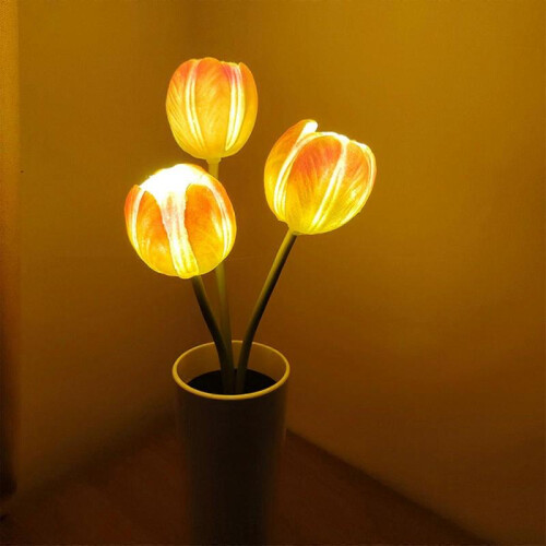 (Orange) Mother's Day gift - Tulip Shaped Table Lamp Night Light-4 Colors Generous Sturdy Creative Durable 2