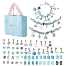 (blue) Color beads handmade bracelet girls bracelet jewelry set gift pink creative DIY Jewelry production kit