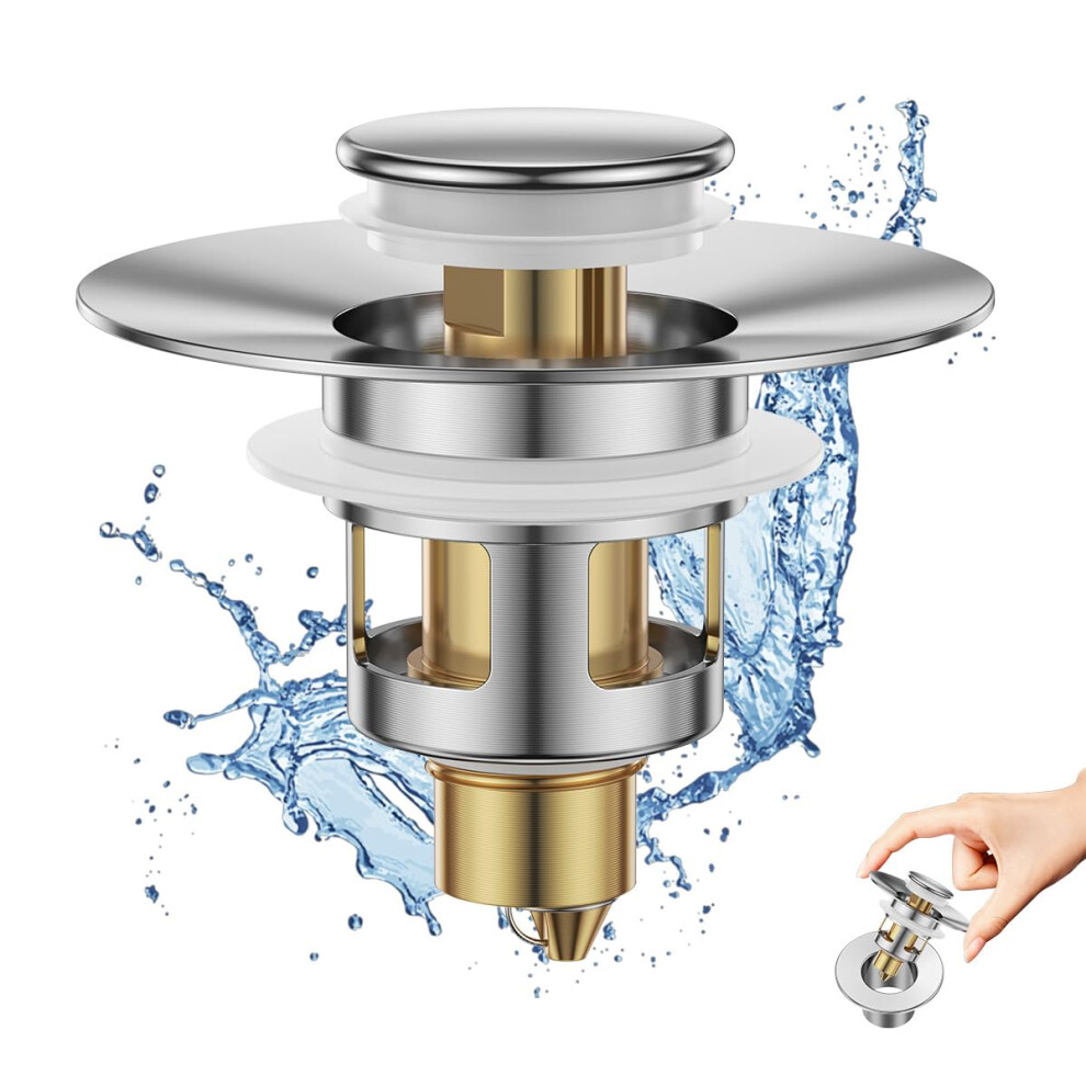 Brass Bullet Core Bathroom Sink Stopper For Bath Universal Sink Drain Strainer And Hair Catcher 1.1~1.5 In 798135963719