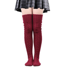 (105cm, Wine red) Fashion Warm Winter Knitted Socks Women Over Knee Long Thigh High Boot Soft Stockings,new