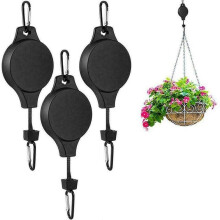 3 PCS Retractable Pulley Hook Hanging Pull Down Hanger Garden Flower Plant