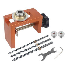 (8-10-12mm, Spiral Drill) Adjustable Pocket Hole Jig Kit for Woodworking Projects,Easy to Use Tool Set