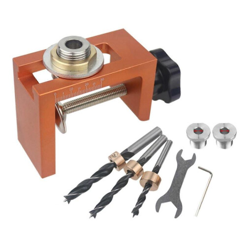 (8-10-12mm, Tri-point Drill) Adjustable Pocket Hole Jig Kit for Woodworking Projects,Easy to Use Tool Set