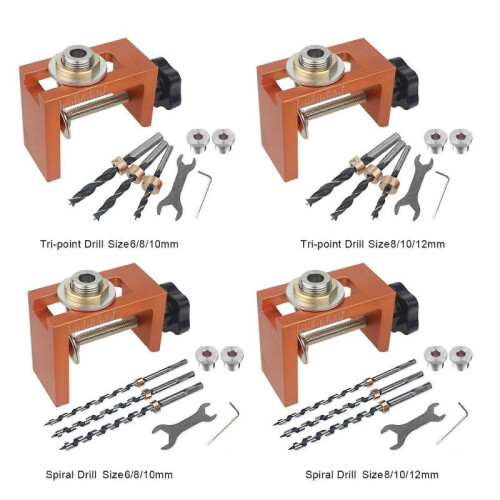 (6-8-10mm, Tri-point Drill) Adjustable Pocket Hole Jig Kit for Woodworking Projects,Easy to Use Tool Set 1