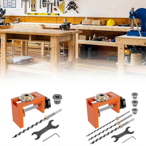(6-8-10mm, Tri-point Drill) Adjustable Pocket Hole Jig Kit for Woodworking Projects,Easy to Use Tool Set