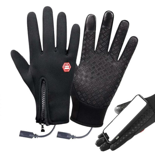 (L) USB Heating Gloves Hand Warmer Heated Mittens Gloves Warm Touchscre