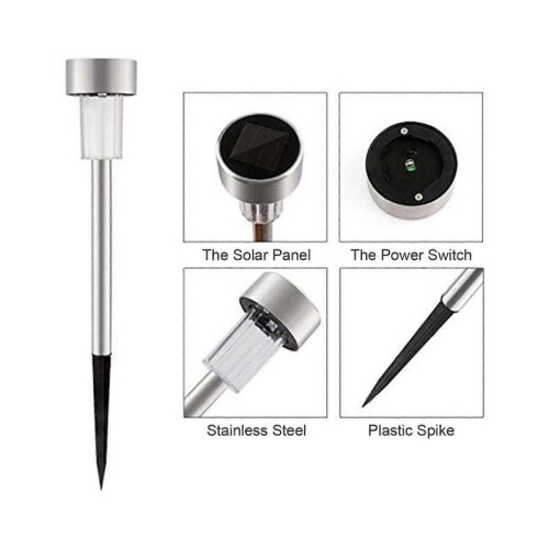 10 Pack Stainless Steel Solar LED Light Multi Colour Outdoor Garden Lighting 2