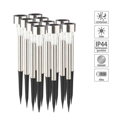 10 Pack Stainless Steel Solar LED Light Multi Colour Outdoor Garden Lighting 1