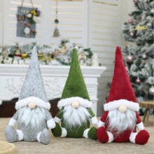 3Pcs Christmas Faceless Gnome Santa Plush Dolls Xmas Ornament Toy Table Decor